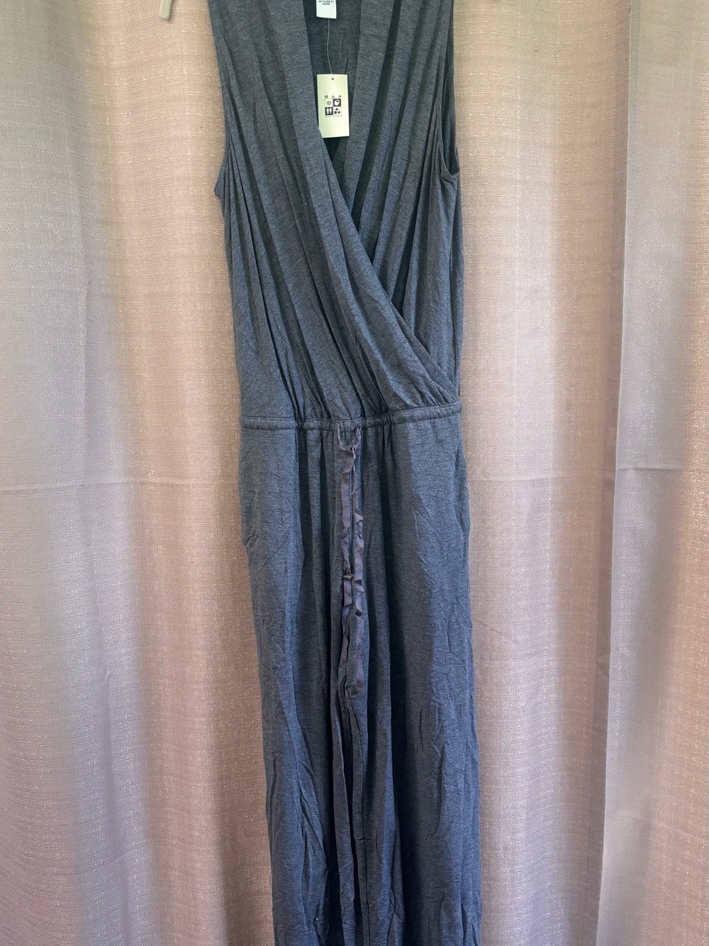 Sleeveless Gray Wrap-Style Women's Jumpsuit